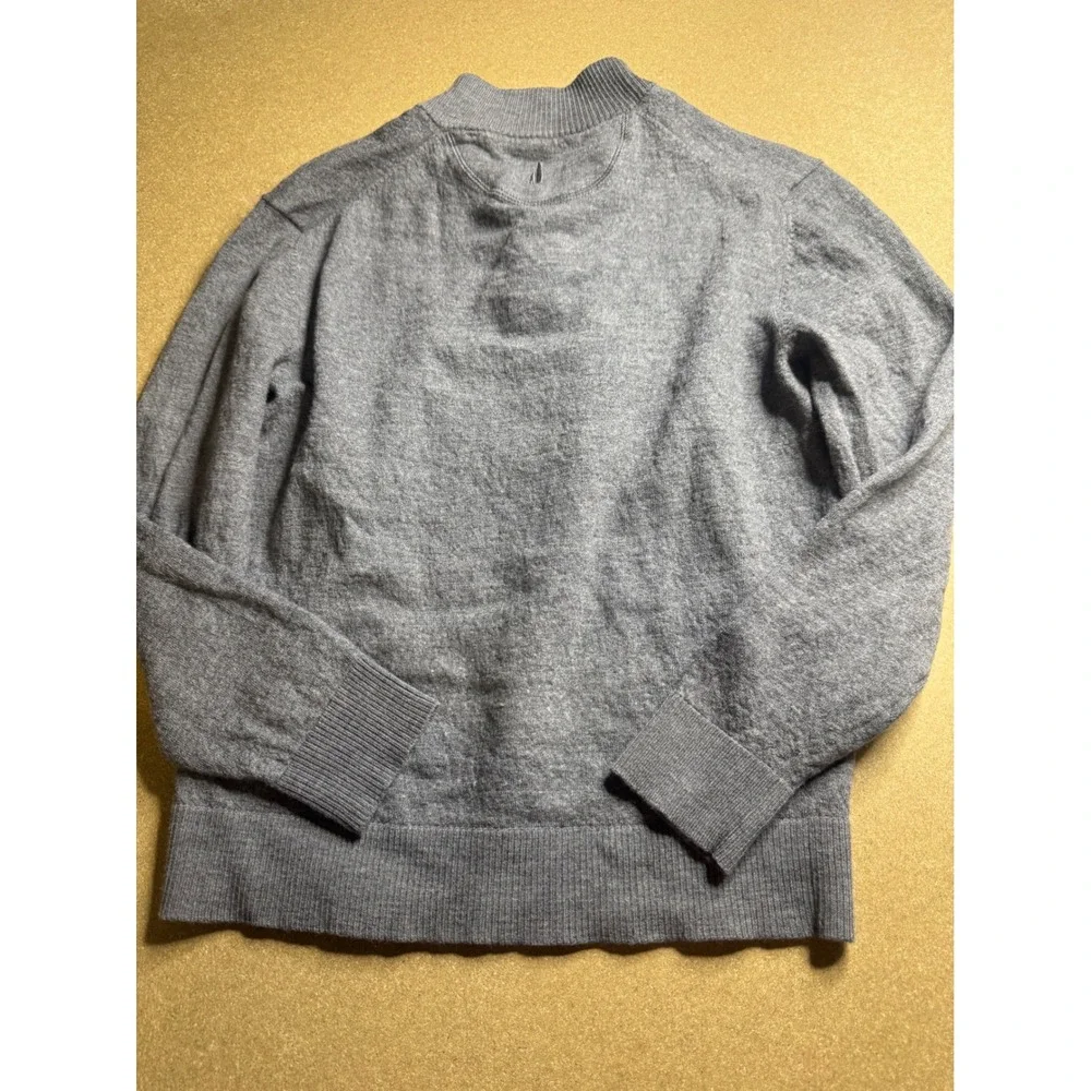 Johnnie-O Mens M Grey 100% Merino Wool Quarter Zip Pullover Sweater Heathered